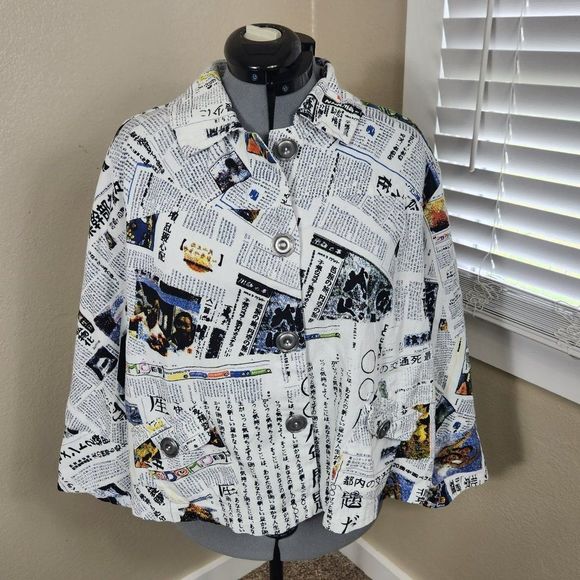 Units Cotton Art Deco Button Front Bomber Style Jacket Size XL EUC - Picture 1 of 15